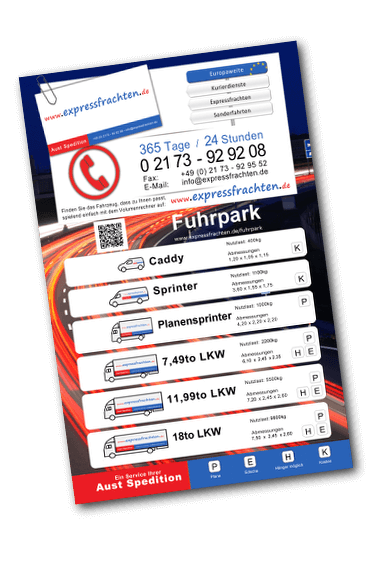 Fuhrpark Flyer Expressfrachten Kurierdienst